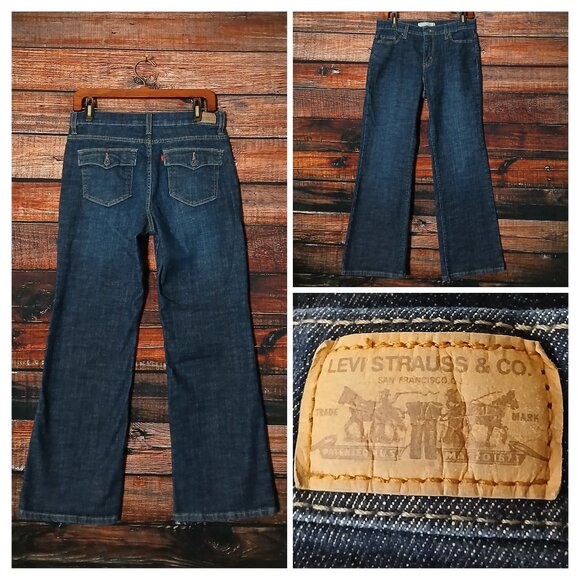 Levis 512 Jeans 10 Petite Perfectly Slimming Boot Cut Dark Wash Blue Denim - Picture 1 of 10